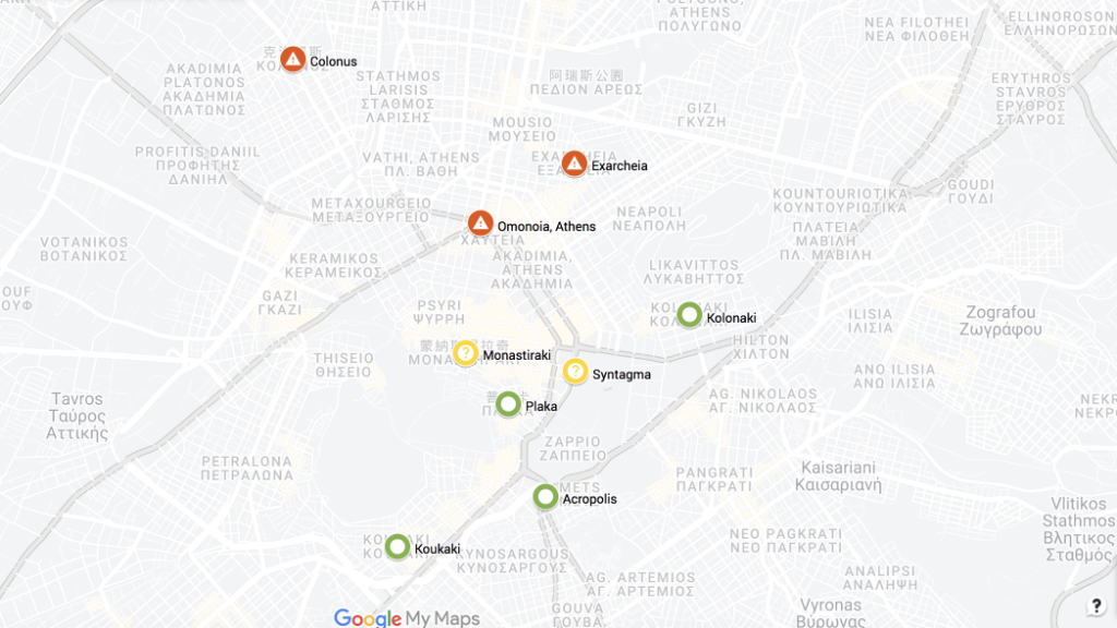 雅典區域地圖